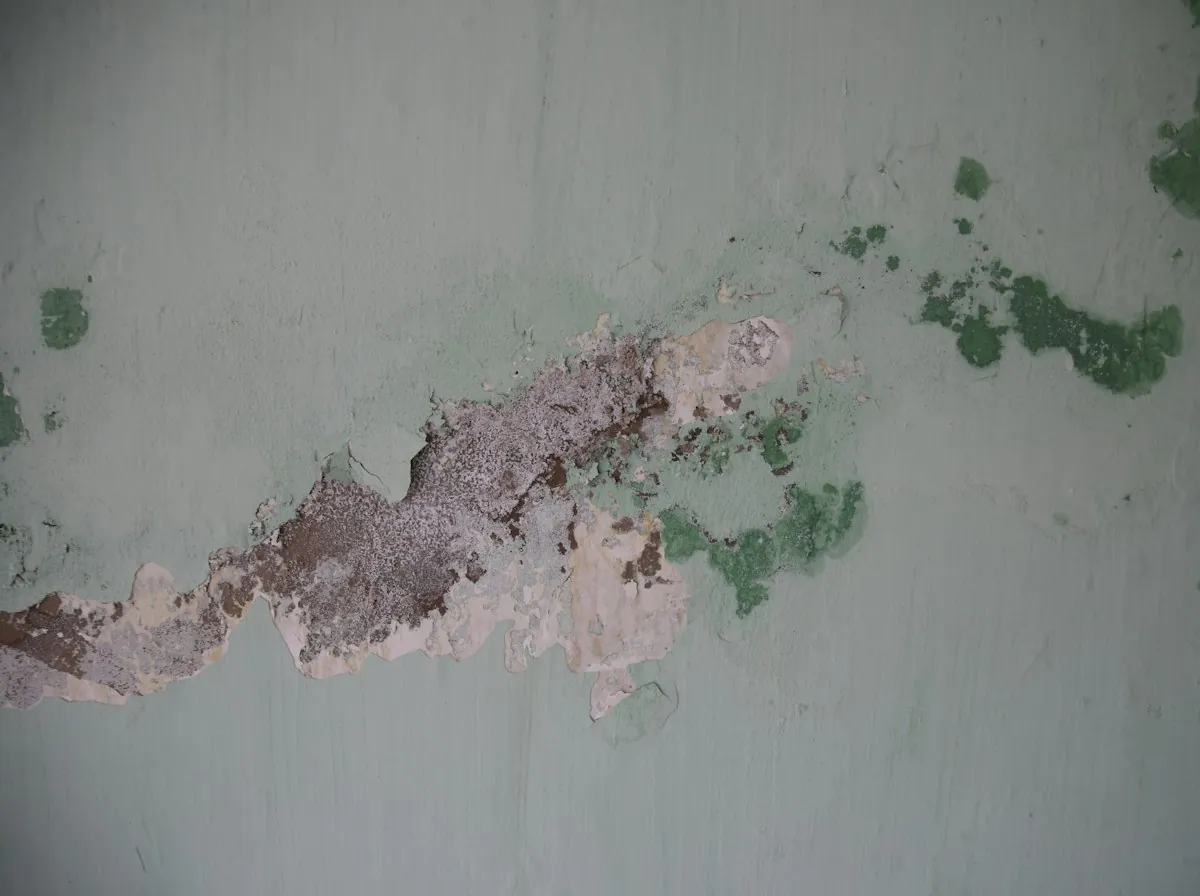 Roof Replacement in El Monte — peeling paint and mold on a damp wall