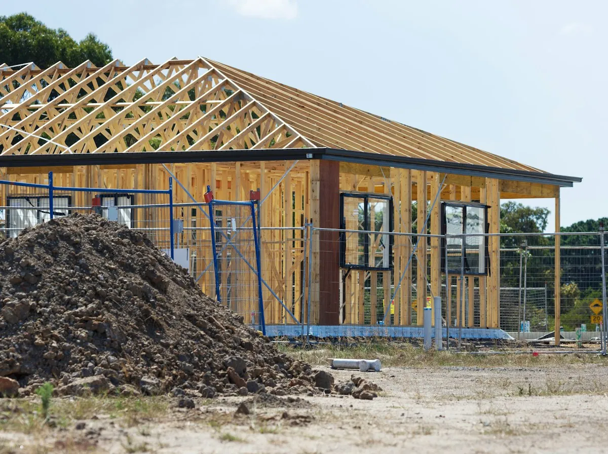 Roof Replacement in El Monte — a single-story house with new roof trusses and sheathing